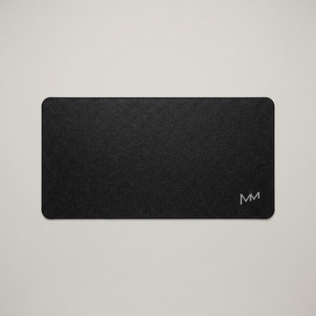 Deskpad preto com o monograma MM